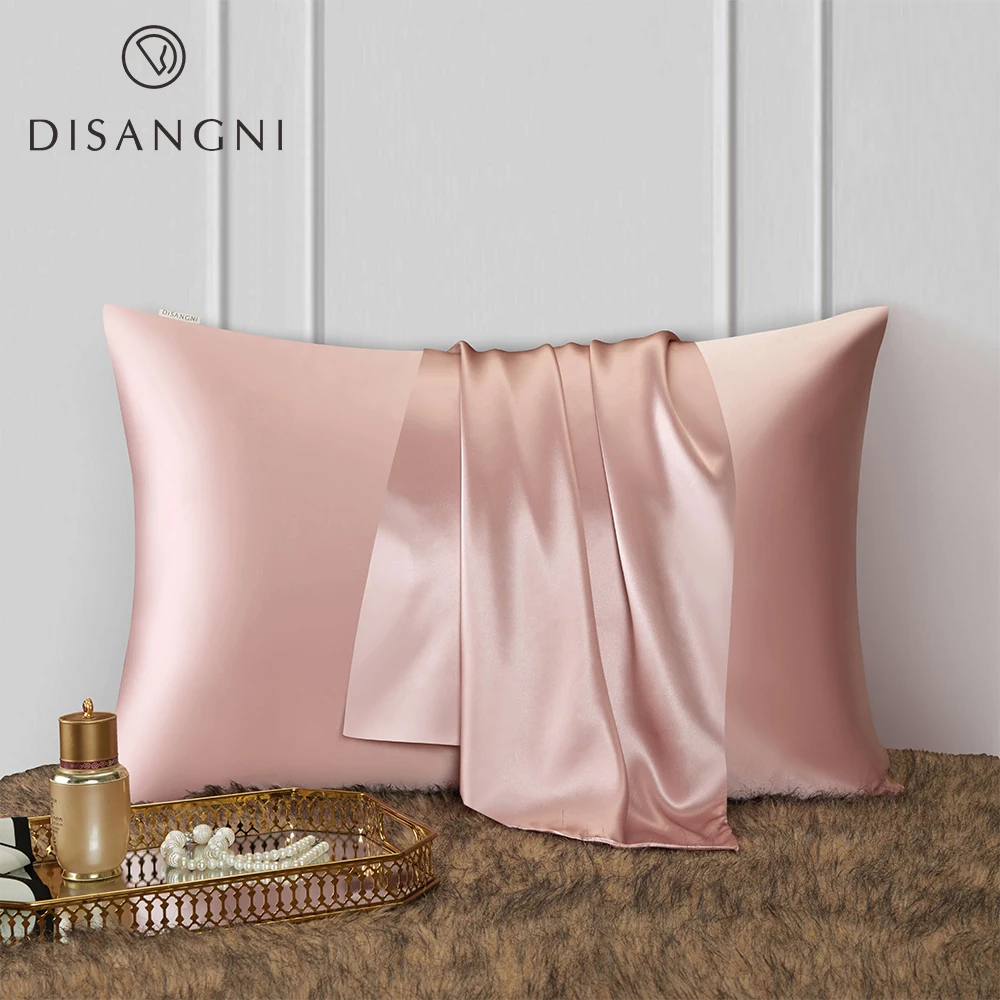 DISANGNI 22 Momme 100% Natural Mulberry Silk Pillowcase for Hair and Skin - Double-Sided Pure Silk, Invisible Zipper Design, 1PC