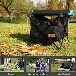 2 in 1 Outdoor Folding Camping Table Aluminium Alloy Portable Waterproof Storage Bag Hanging Pocket Basket BBQ Table Storage Bag