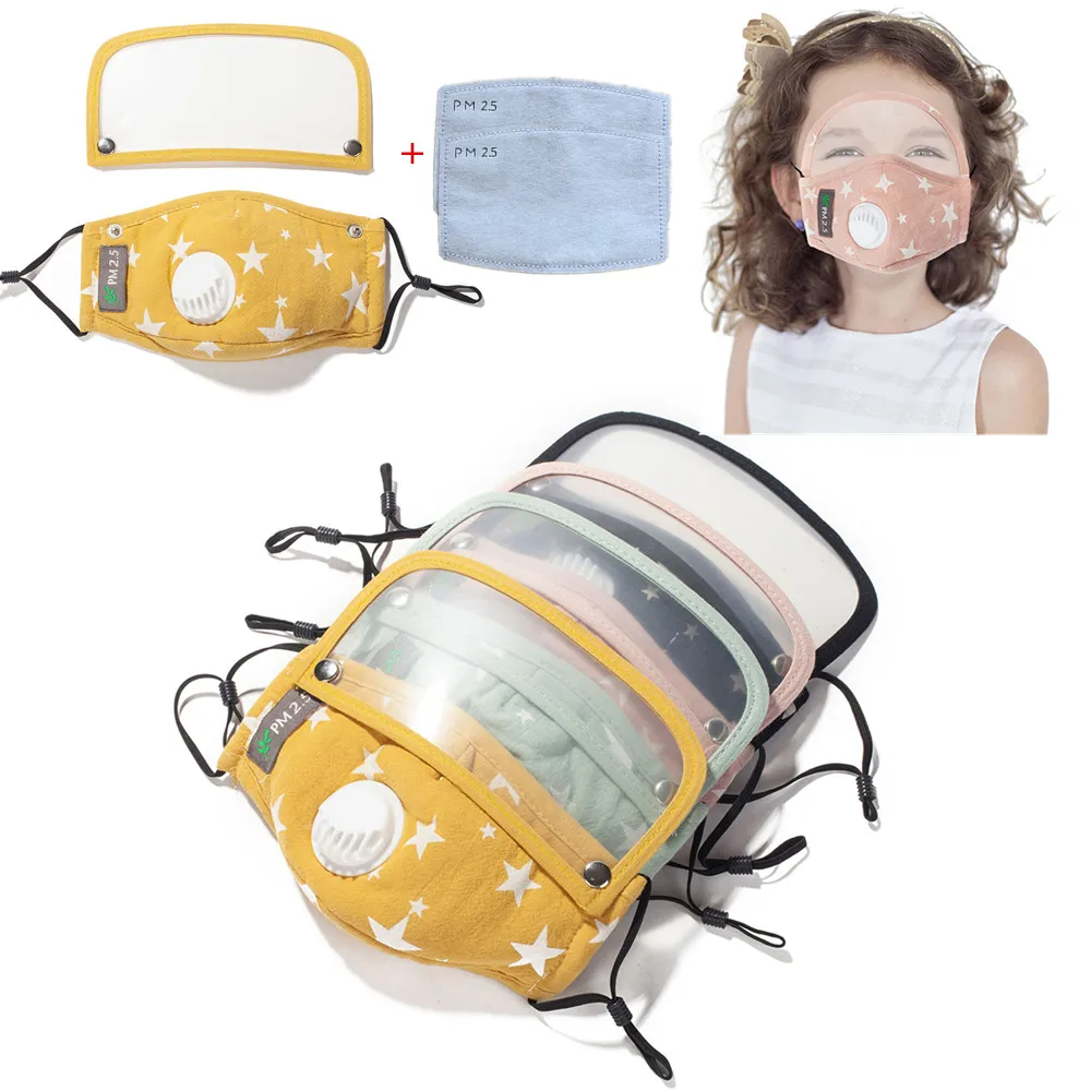 Dustproof PM2.5 Valve Mouth Mask With Filters Shield Children Kids Pollution Cotton Face Mask Washable Respirator Mouth-muffle