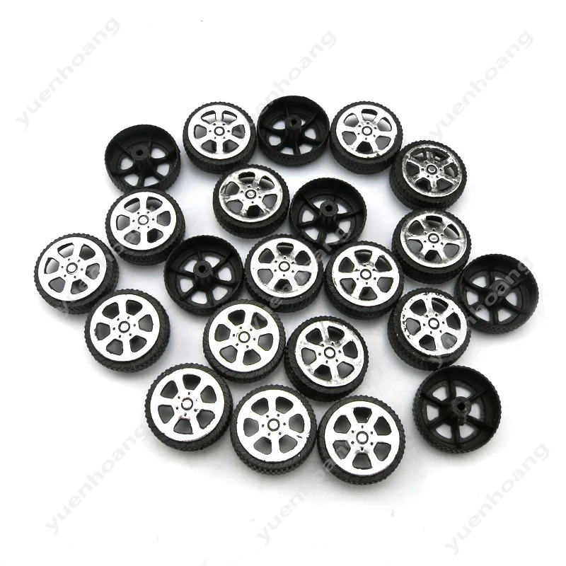 20 pz 1.9*6.7*20mm RC ruote per auto giocattolo 2mm assi pneumatici in plastica pneumatici in miniatura Micro ruota pezzi di ricambio per modello