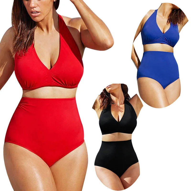 Zestaw Bikini kobiety Plus duży rozmiar podział strój kąpielowy Bikini kostium kąpielowy damski Plavky Maillot De Bain kąpiel garnitur Monokini Plavky