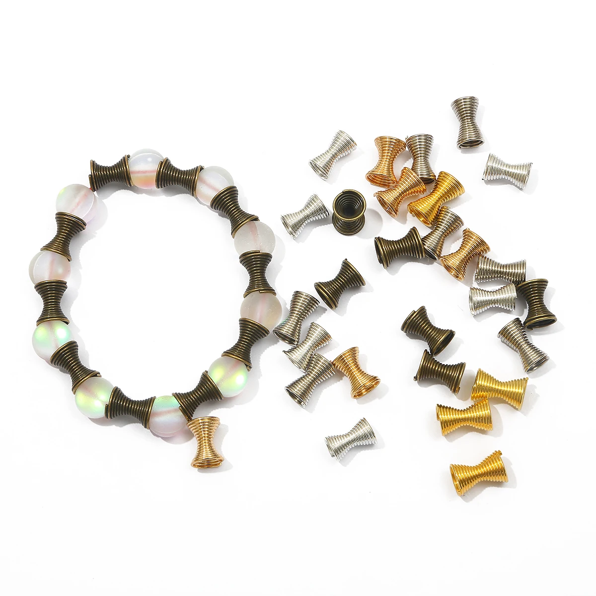 30pcs Metal Spring Funnel Shape Spacer Beads Caps Beading DIY Findings End Caps Bead Stoppers For Jewelry Makings Accessories