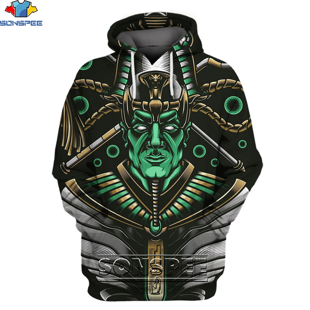 

SONSPEE Ancient Egypt Mythology Horus Anubis Hoodie 3D Printing Men Women Funny Mystery Harajuku Oversize Men's Hooded Pullover