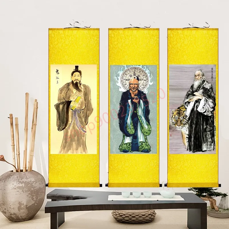 (customized) Guiguzi Wang Xu portraits, Taoist deities Zen ancestors, silk decorative paintings