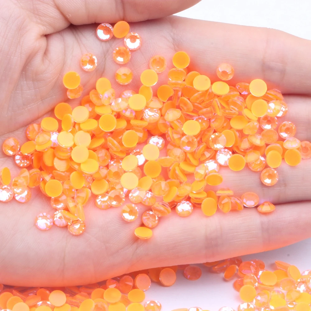 

Luminous Nail Art Rhinestones Glitter Glass Gem 3D Charm Flatback Strass Fluorescence Light Orange AB Color Nail Art Decorations