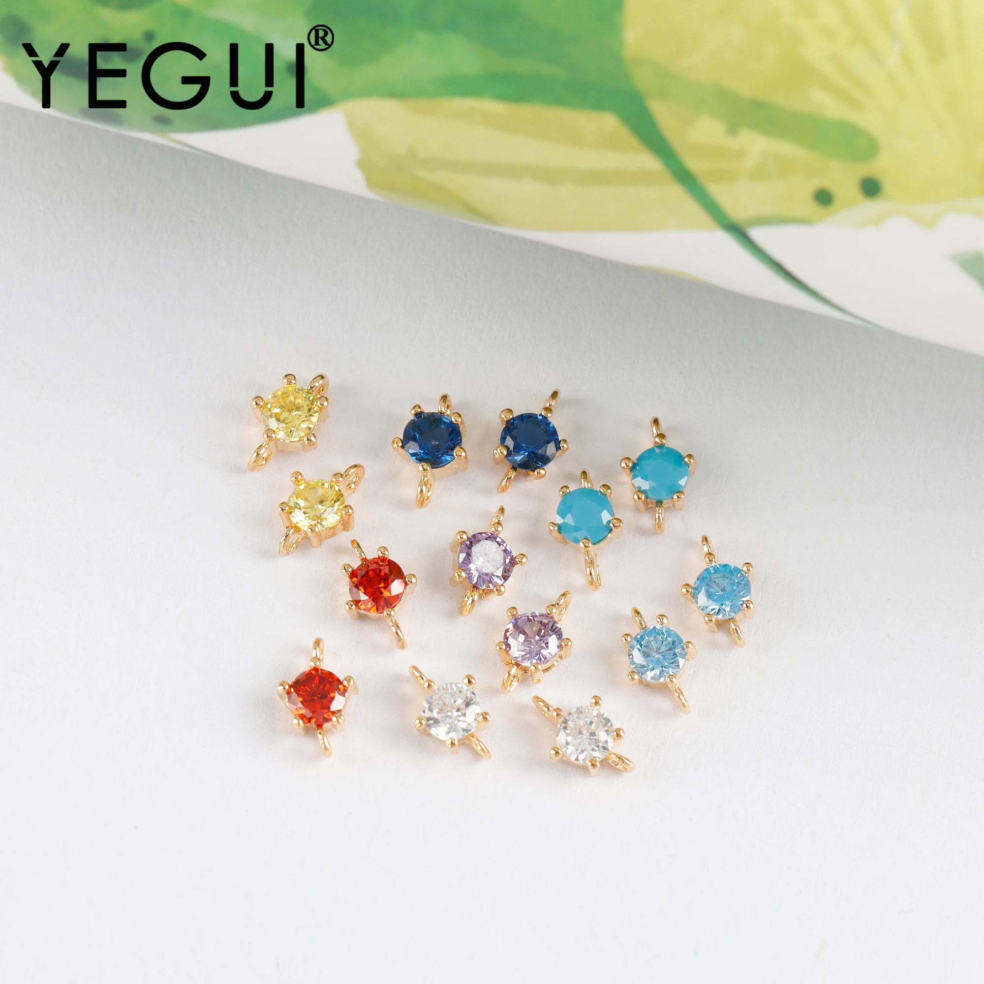 YEGUI M1043,jewelry accessories,18k gold plated,copper metal,zircons,charms,jump rings,jewelry making,diy earrings,20pcs/lot