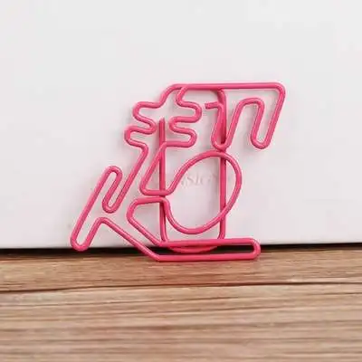 Clip de papel con forma de dibujos animados, clip de papel de plástico, 6 piezas colores