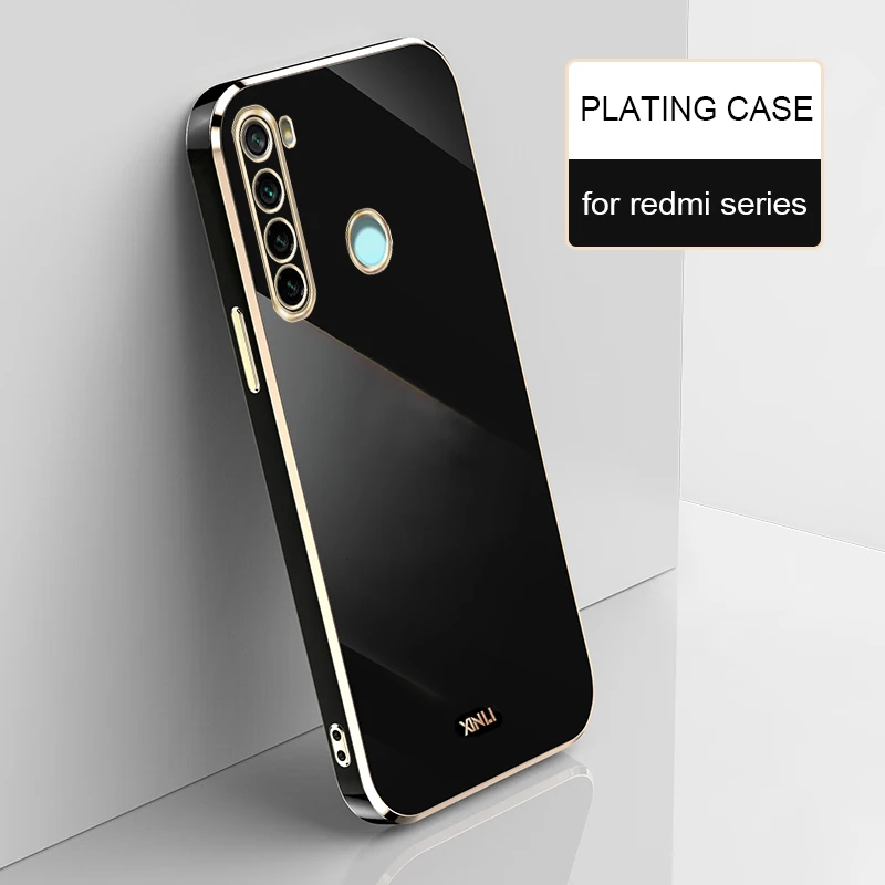 Plating Square Gold Frame Phone Case On For Xiaomi Redmi Note 8 2021 New 9 S Note8 8T Note9 Pro 9s 9T 9A 9AT Soft Silicone Cover