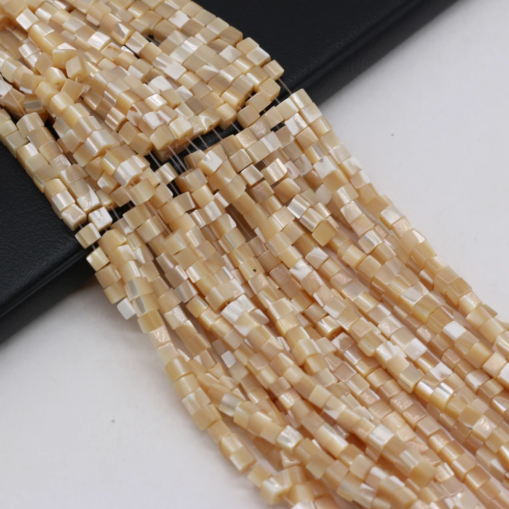 Natural Shell Beads Yellow Square Shape Loose Spacer Exquisite Shell Beaded For Jewelry Making DIY Bracelet Necklace Accessories