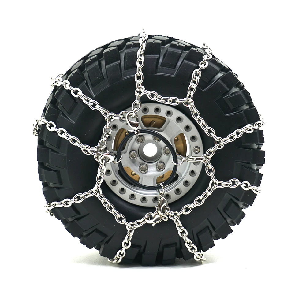 AXSPEED RC Car Snow Chain 120MM Metal Tires Snow Chain Wheels Tire Anti-skid Chains for 1/10 TRX4 RC Crawler Parts