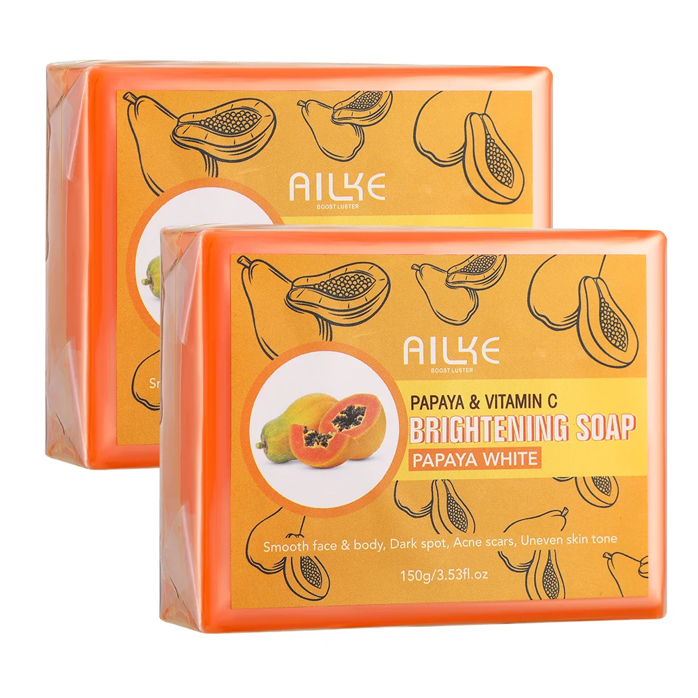 AILKE Skin Whitening Handmade Soap -Organic Papaya Soap For Black Spots, Clean Stains, Improves Dull Skin, Face & Body & Hands