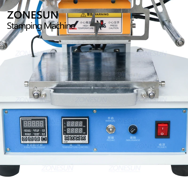 ZONESUN ZS-819E Pneumatic Stamping Machine Leather LOGO Creasing Machine Pressure Words Machine Stampler Name Card Stamping