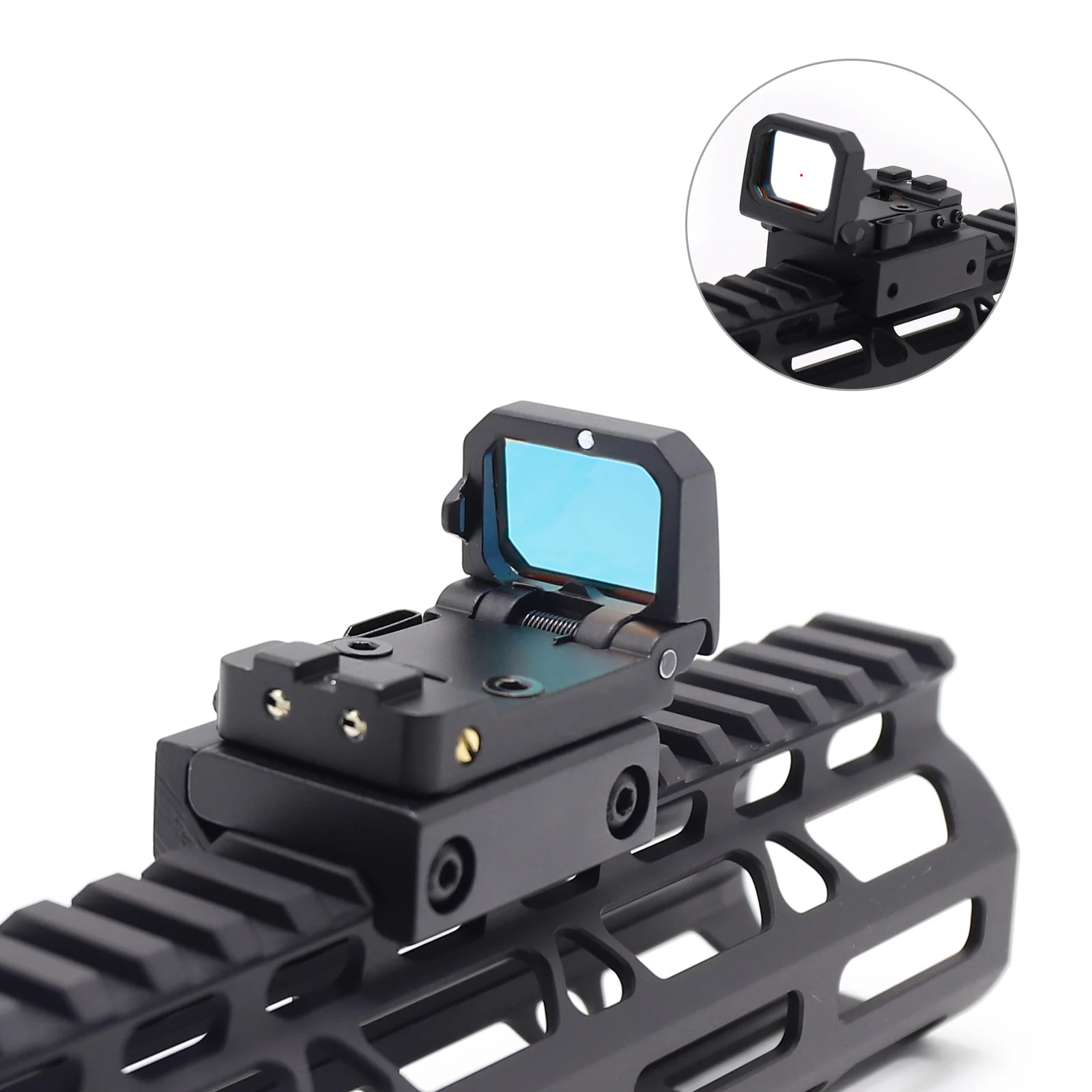 

TriRock New Flip up Red Dot Reflex Sight in Black with 20mm Picatinny Mount Holographic Folding Adapter Mounts