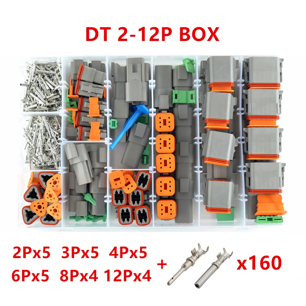 Automotive Box Male Female DT Series Deutsch Connector Box With Crimp Tool Terminal Removel Tool