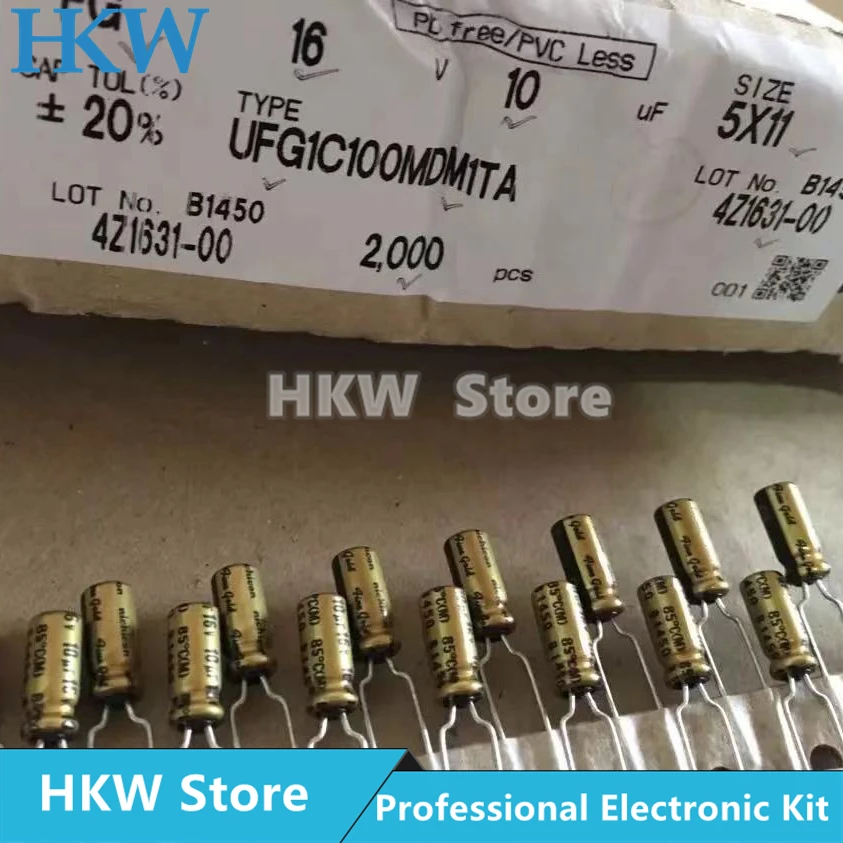 10pcs/lot  Nichicon FG Series Fine Gold 10uF 100uF 220uF 470uF 3300uF 16V HiFi Audio Capacitor 20% 10uF16V 220UF16V 470UF16V
