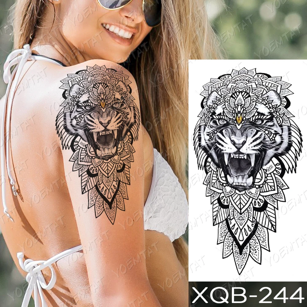 Waterproof Temporary Tattoo Stickers Dragon Lion Tiger Dream Catcher Tatto Panda Wolf Body Art Arm Fake Sleeve Tattoos Women Men