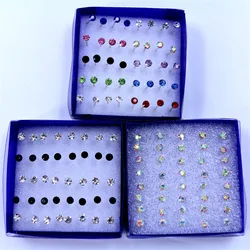 20 pairs/set Colorful Crystal Stud Earrings Set For Women Jewelry Rhinestones Piercing Earrings kit Pack lots Bijouteria brincos