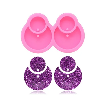 Random Color Eyes Double Round Face Earrings Diy Crystal Epoxy Silicone Mold Keychain Silicone Mold DIY UV Resin Molds