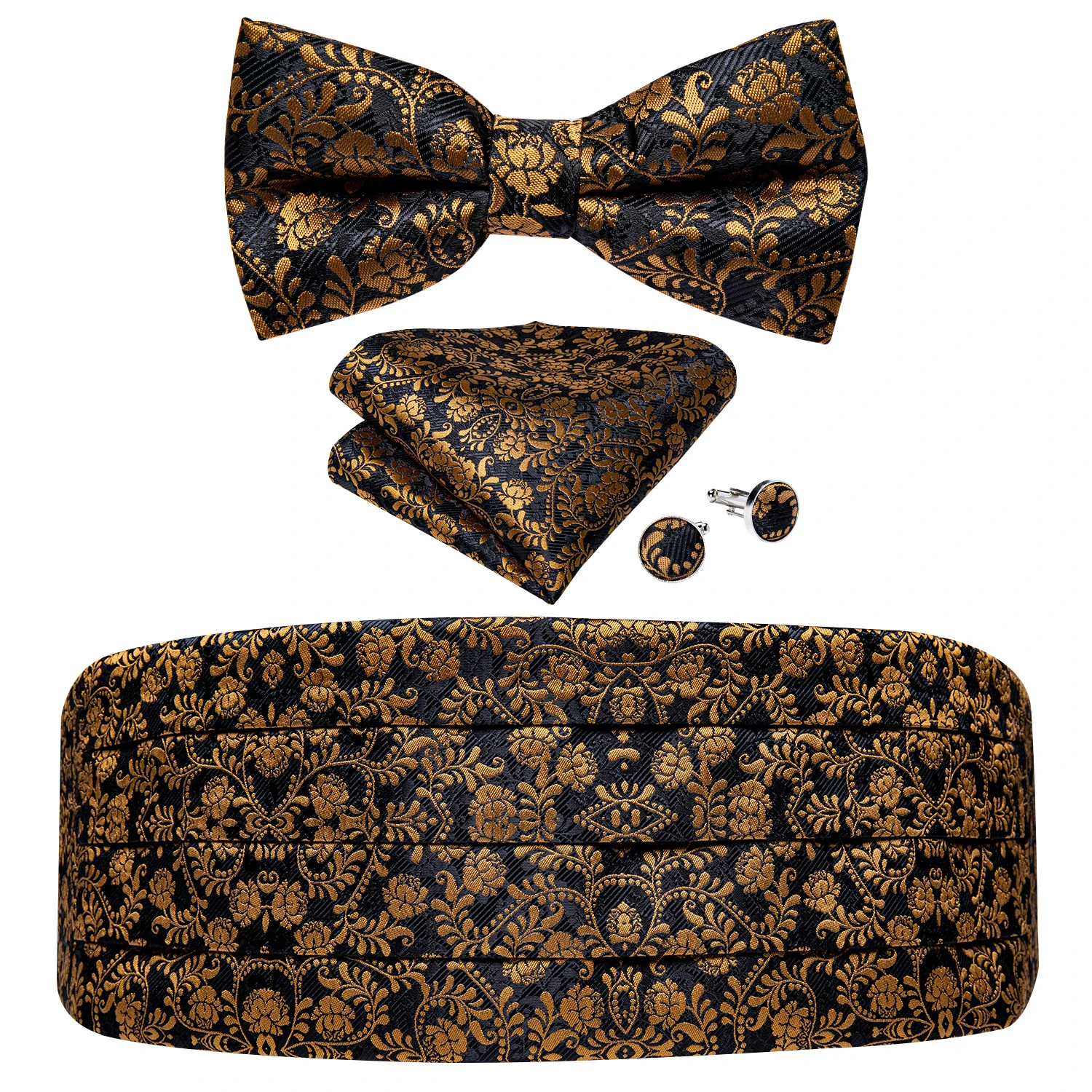 Brand Black Gold Cummerbunds For Men Gentlemen Cummerbund Bow Tie Set For Tuxedo Formal Dress Accessories For Wedding