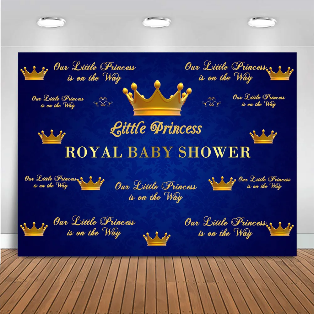 Royal Princess Baby Shower Backdrop Little Princess Gold Crown Photo Background Photo Studio Royal Baby Shower Decoration Prop