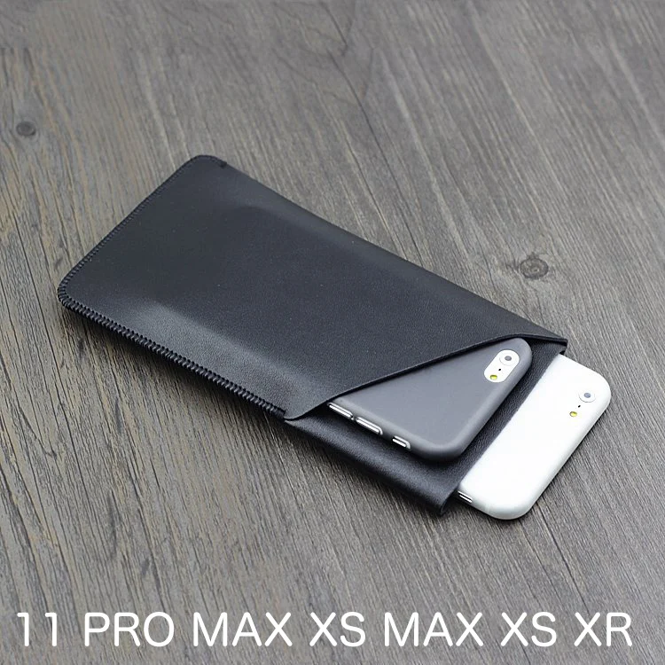 Universal Dual Phone Leather Case retro simple style Straight leather pouch for iphone 11 PRO MAX XS MAX XS XR Dual-layer pouch