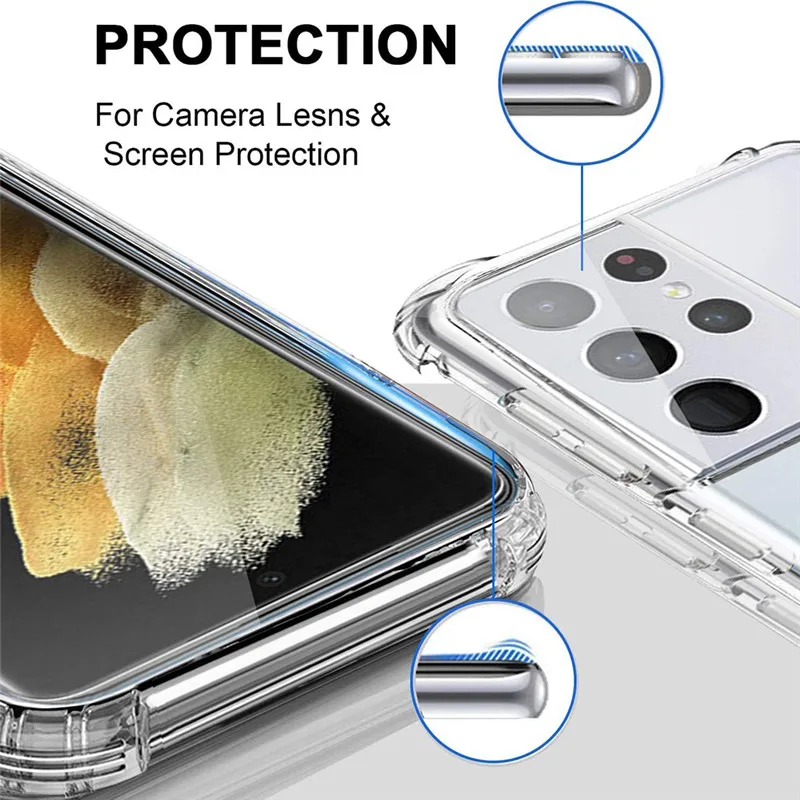 For Samsung S22 S23 Ultra Cover per anello in metallo per Samsung Galaxy S 23 custodia Ultra in Silicone trasparente paraurti Funda custodia per