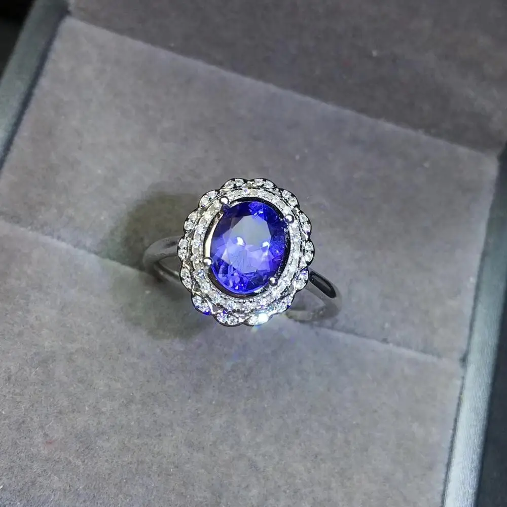 Tanzanite ring Free shipping Real and natural tanzanite 925 sterling silver Fine women jewelry