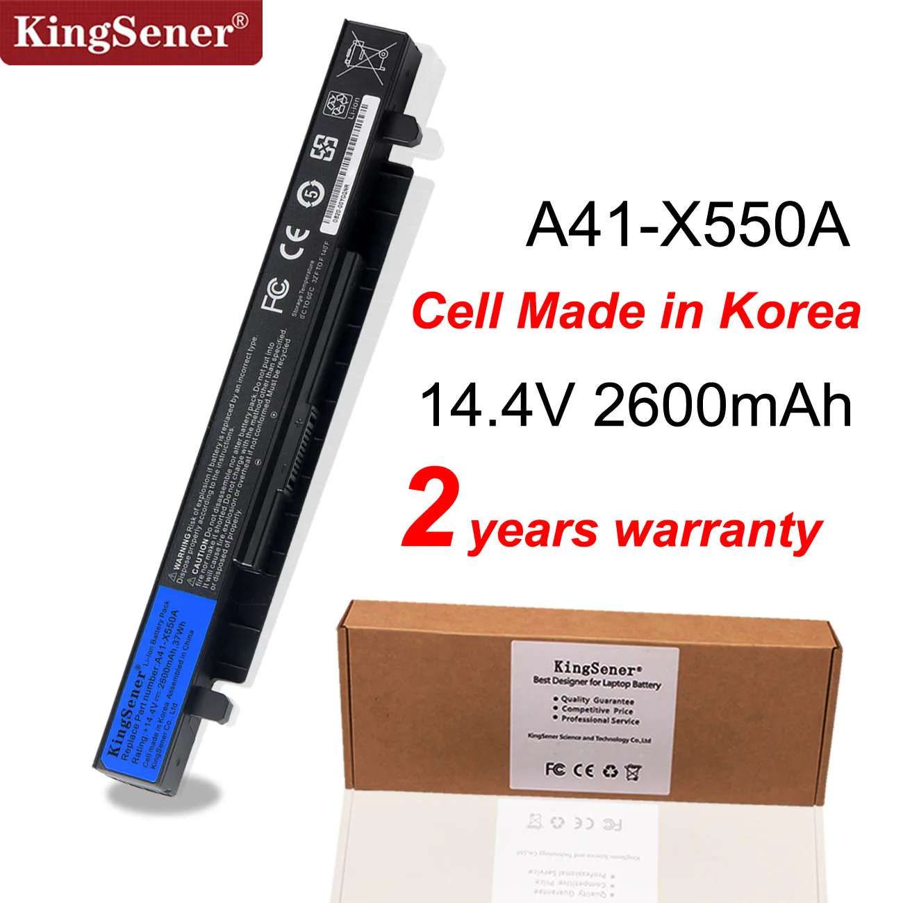 KingSener 2600mAh A41-X550A Laptop Battery For ASUS A450 A550 F450 F552 K450 K550 P450 P550 R409 R510 R510C X450 X550 A41-X550