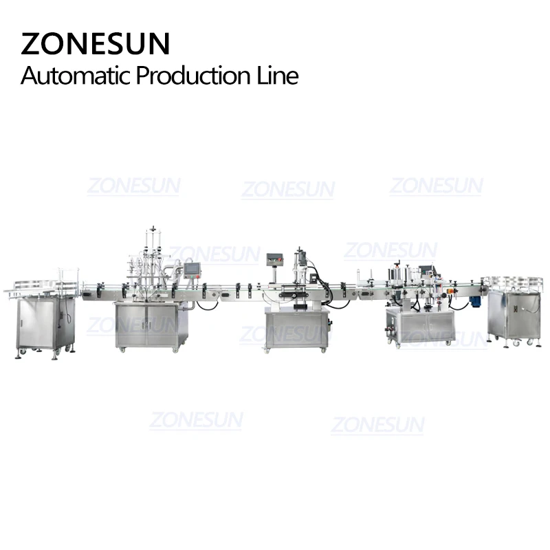 ZONESUN-máquina automática de tapado y etiquetado, dispositivo redondo de llenado de pistón para botellas de Perfume y champú líquido, ZS-FAL180R5
