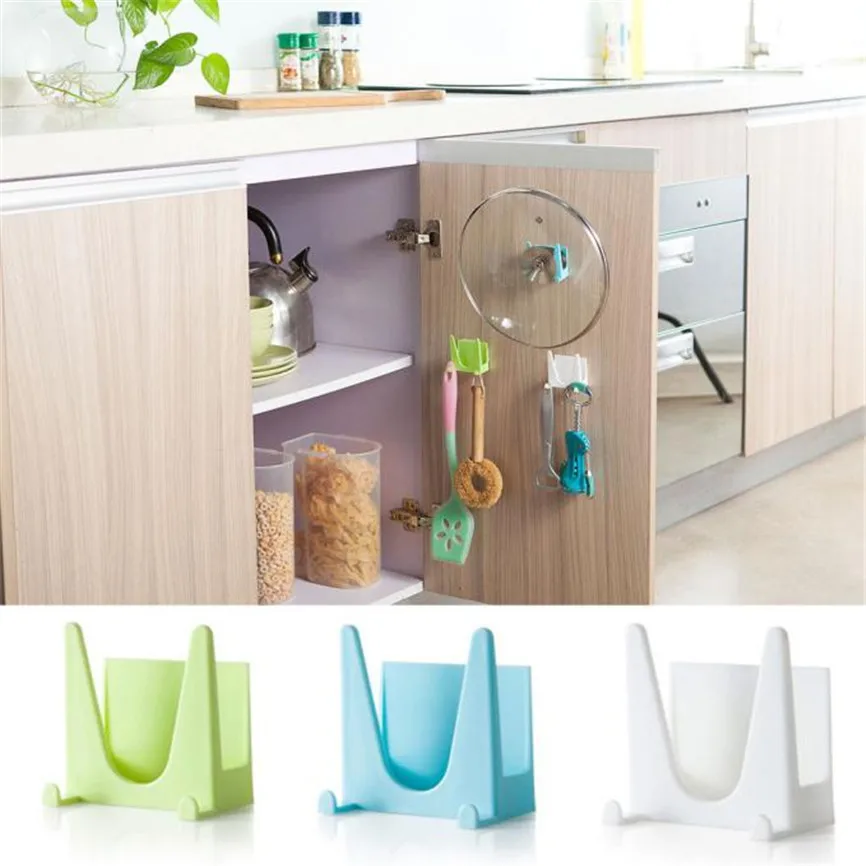 

Wall Housekeeper Plastic Kitchen Pot Pan Cover Shell Cover Sucker Tool Bracket Storage Organizer Rack Hanger Dropshipping 0227