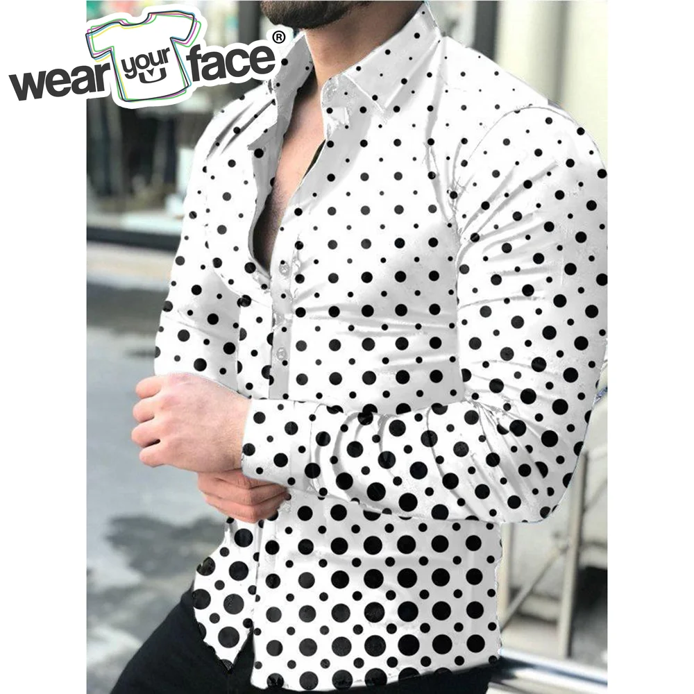 

Gradient Points Abstract Stripe 3D All Over Printed Hawaiian Casual Button Up Dress Shirts Full Sleeve Streetwear Men Clothing