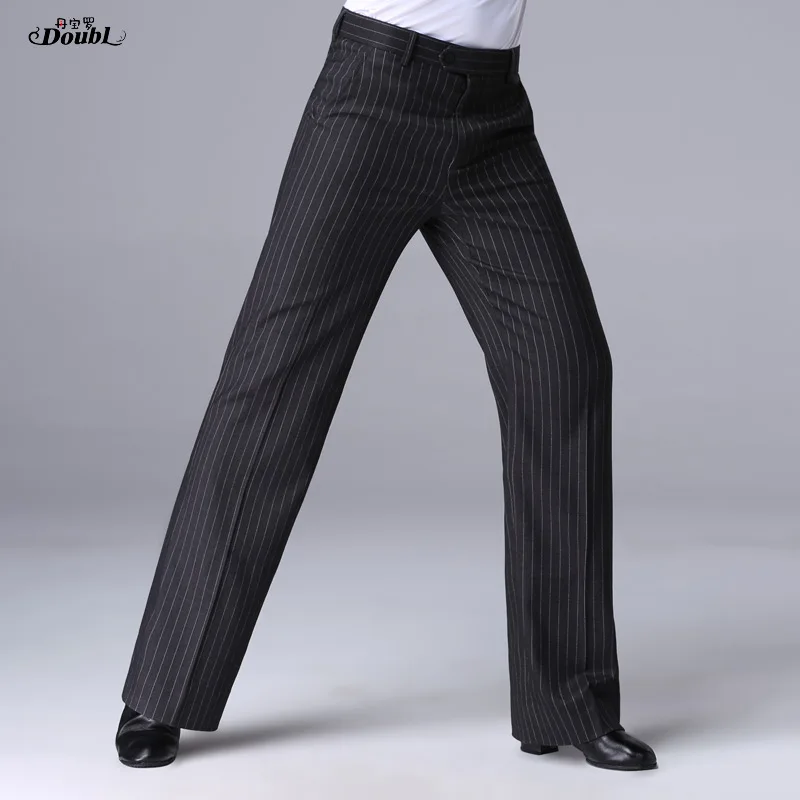 Doubl pantalones de baile a rayas de alta calidad para hombre, pantalones de baile modernos para mujer de salón, baile latino, vals, Tango, delgados, nuevos