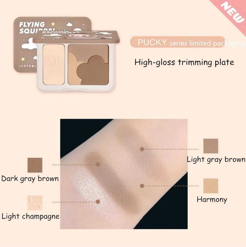 Judydoll Bronzer And Contour Blush Palette Nose Shadow Blusher Face Vitality Nude Makeup Natural Color Rendering Long-Lasting