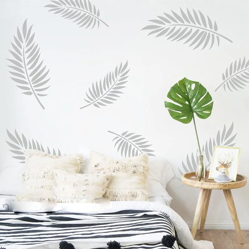 36 pezzi Boho Leaf Botanical Fern Wall Sticker Foglie di palma tropicale Foresta della giungla Decalcomania della parete Soggiorno Sala giochi