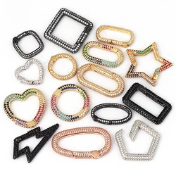 Spring Carabiner Clasp ,heart/donut/rectangular/star/flashing/squre shape for metal chain and cord,Pave Lock L99