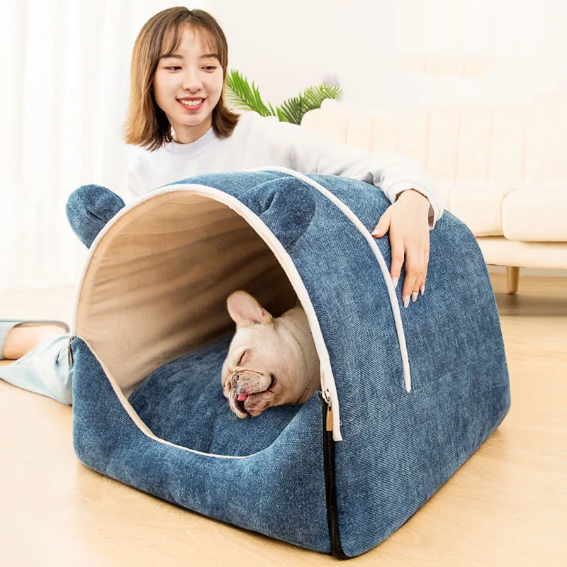 Dog House Winter Warm Washable Pet Puppy Bed Enclosed Room Kennel For Dog Portable Folding Pet Tent Camas Para Perro