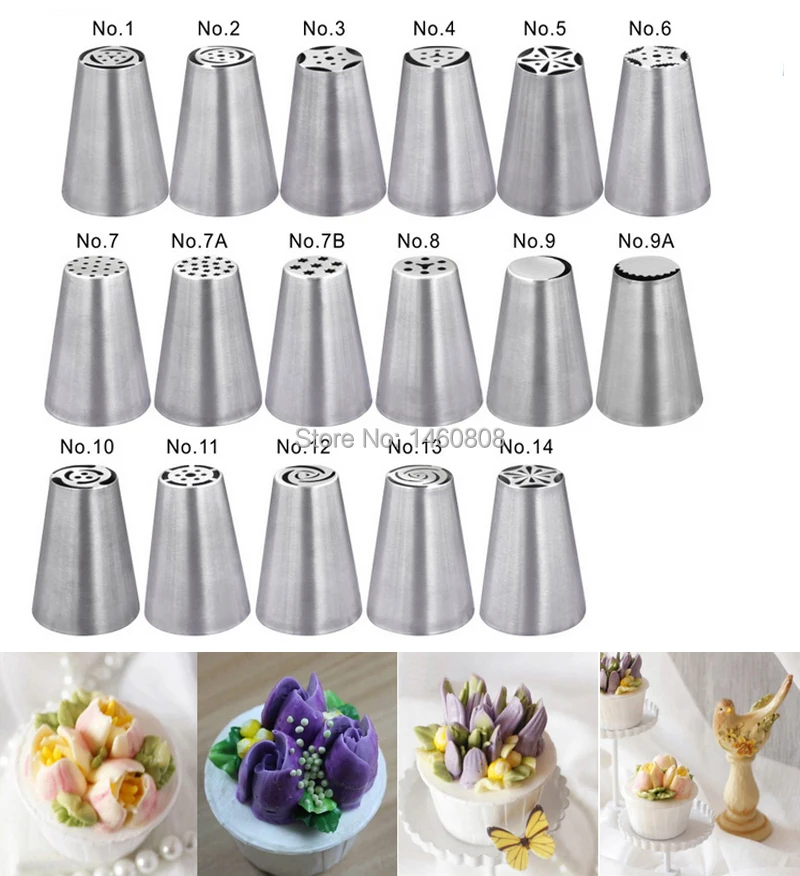 

17 Pcs/set Stainless Steel Russian Tulip Icing Piping Nozzles Fondant Cake Decorating Tip Sets Tools