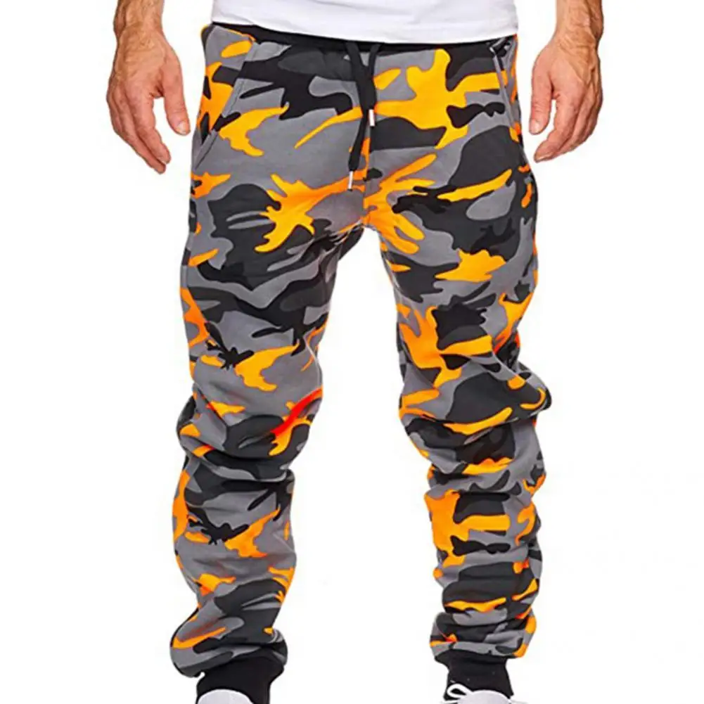 Men Cargo Pants Trousers Jogger Camouflage Printed Ankle Banded Mid Waist Casual Pants for Autumn