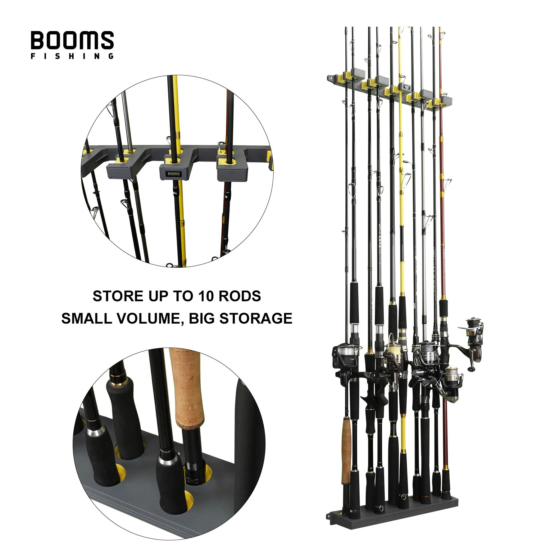 Booms Fishing WV4 Angelrutenhalter, vertikales Wand-Rutenregal, zum Aufbewahren von bis zu 10 Ruten für Angelrutenhalter, Aufbewahrungswerkzeuge, 4 Farben – Detail 8