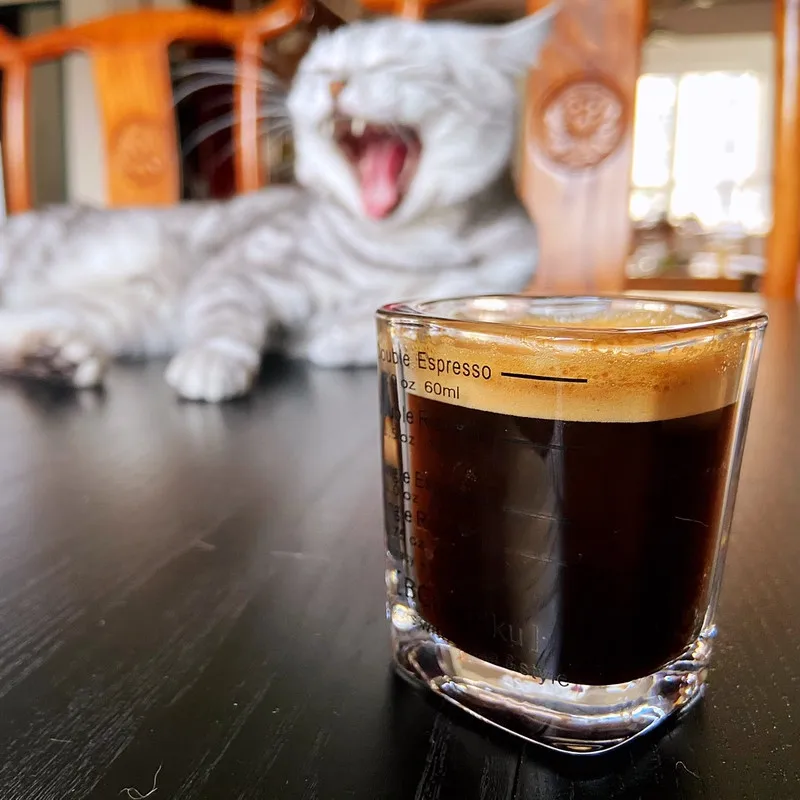 60ml Double Espresso Ounce Cup Square Measuring Transparent Thickened Glass Coffee Latte for Roasting Concentrated Mugs Tools