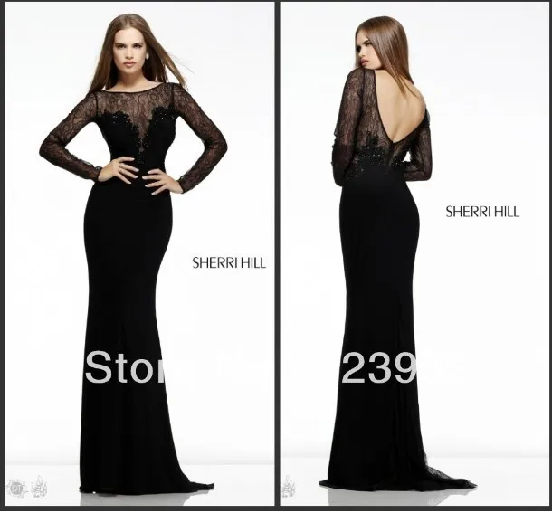 Sexy Backless 2018 Speciale Gelegenheid Vestido De Festa Kralen Lange Mouwen Lace Black Lange Avond Moeder Van De Bruid Jurken