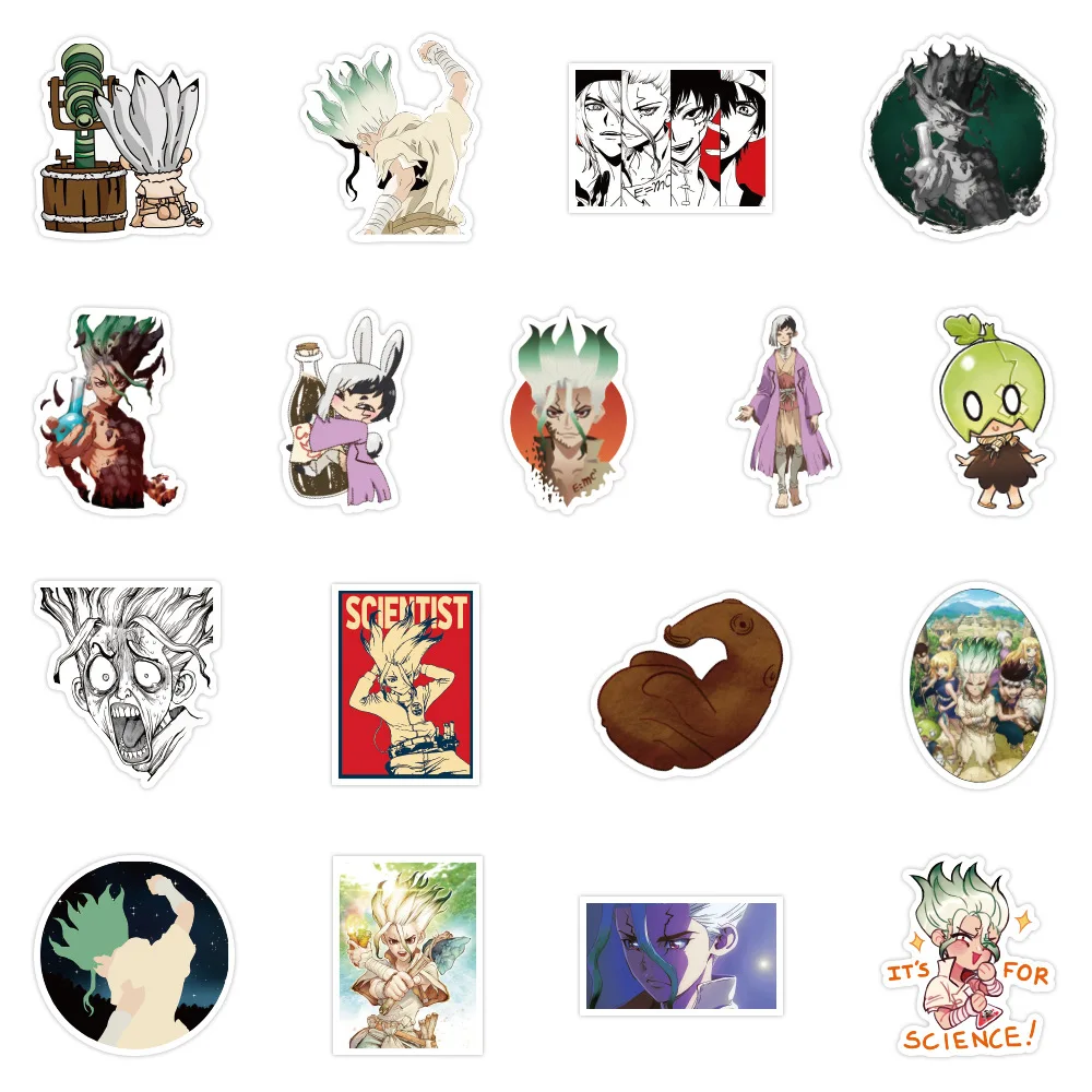 Pegatinas de Anime japonés Dr.Stone, pegatinas de Ishigami Senkuu Shishio Tsukasa DIY para álbum de recortes, equipaje, portátil, casco, monopatín,