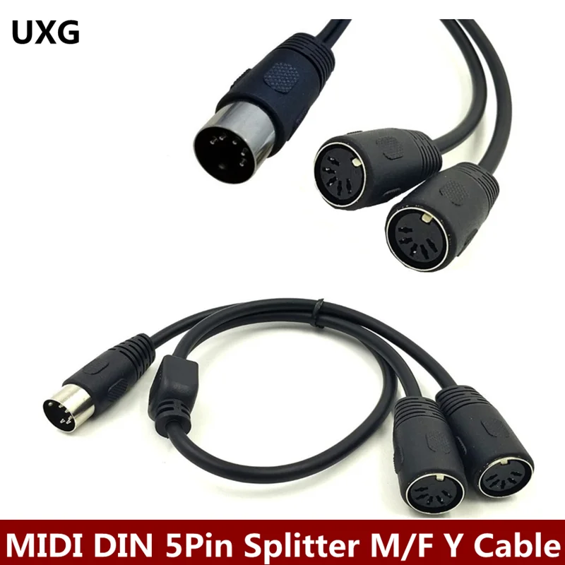 

50cm MIDI DIN 5Pin Splitter Y Adapter Cable, MIDI 5 Pin Male To Dual 2 X DIN-5 Female Extension Audio Cable, MIDI Keyboard