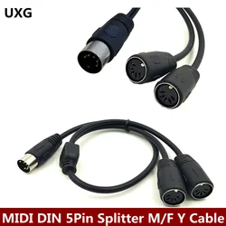 50cm MIDI DIN 5Pin Splitter Y Adapter Cable, MIDI 5 Pin Male To Dual 2 X DIN-5 Female Extension Audio Cable, MIDI Keyboard