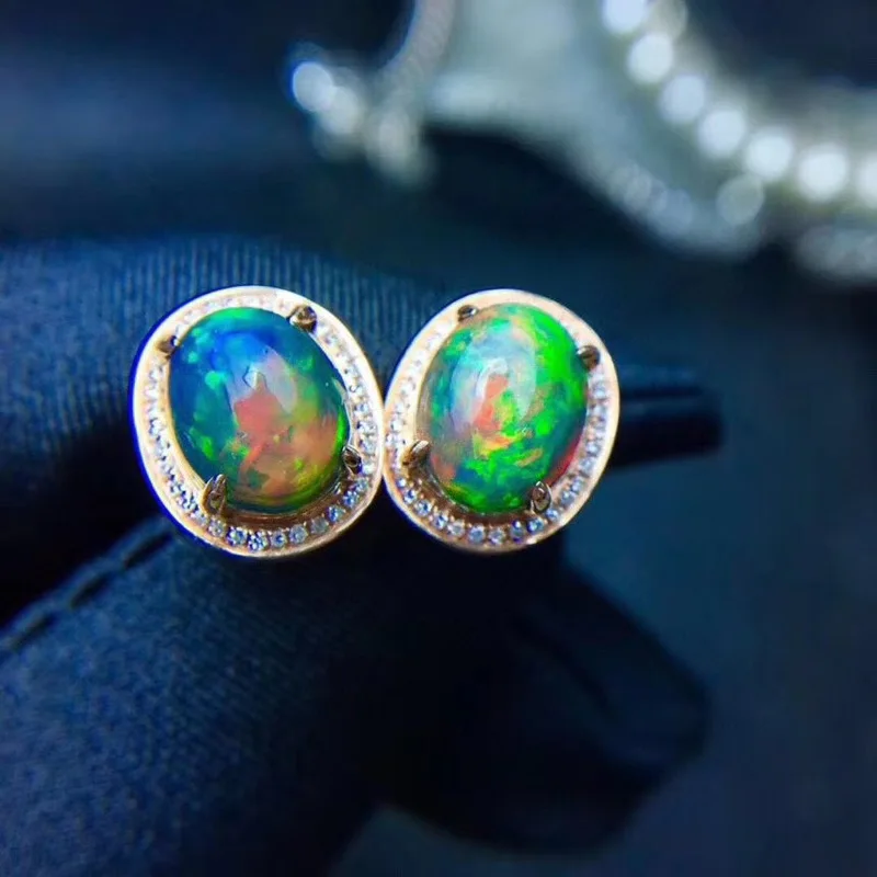 Natural Opal Gemstone Fashion  Earrings for Women Real 925 Sterling Silver Charm Fine Jewelry