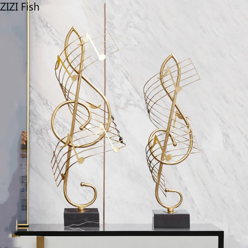 

Metal Abstract Note Music Handicraft Furnishings Modern Home Decoration Golden Marble Base Home Decore Accessories Decor