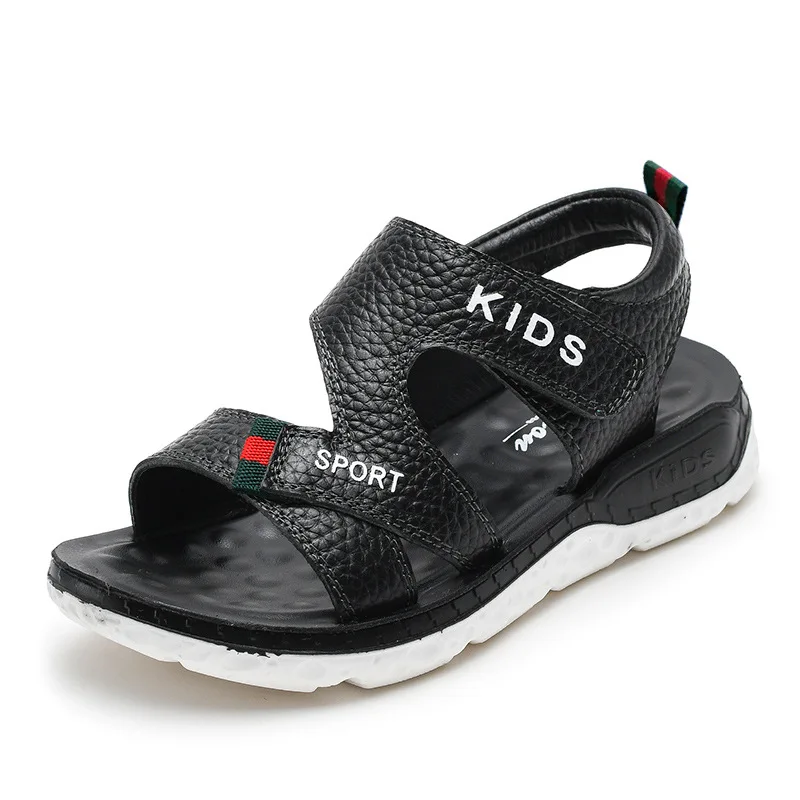 Children Sandals 2023 Summer New Fashion Boys Geniune Leather Sandals Kids Soft Bottom Non-slip Beach Sandals