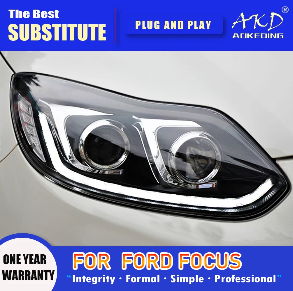 AKD Head Lamp for Ford Focus LED Headlight 2012-2014 Headlights Focus DRL Turn Signal High Beam Angel Eye Projector Lens