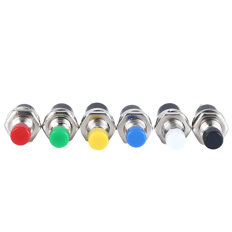 6pcs PBS-110 Mini Momentary Push Button Switch NO/NC 7mm Red Yellow Green Blue Black White