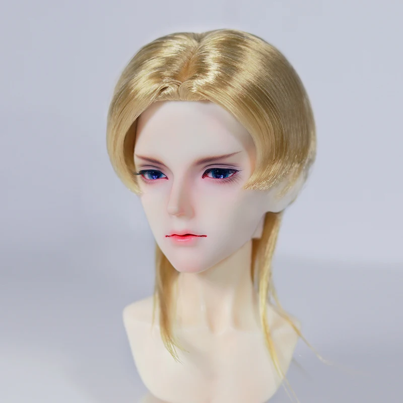 BJD Wig 1/3 1/4 Doll Hair Idol Stage Style No Bangs Long Straight Ponytail Male Boy Wang Yibo Doll Accessories Blue Gold White